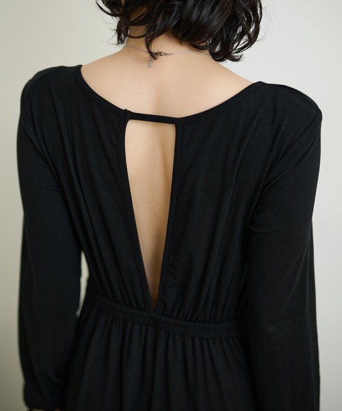 ワンピース back open gather long dress /バックオープンギャザー