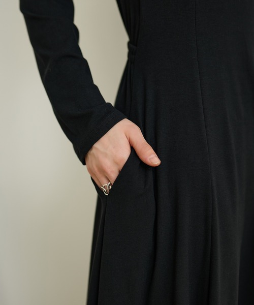 ワンピース back open gather long dress /バックオープンギャザー