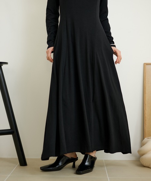 ワンピース back open gather long dress /バックオープンギャザー