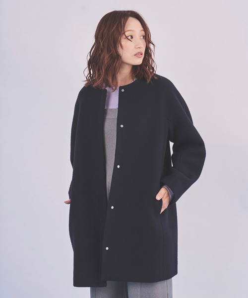 Sirin ノーカラーコート コート 「PECOLAMB」 ウールメルトンノー