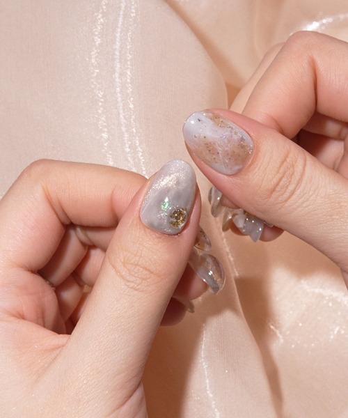 Anail ネイルチップ ネイルシール 水光ネイルブルーニュアンスシェル