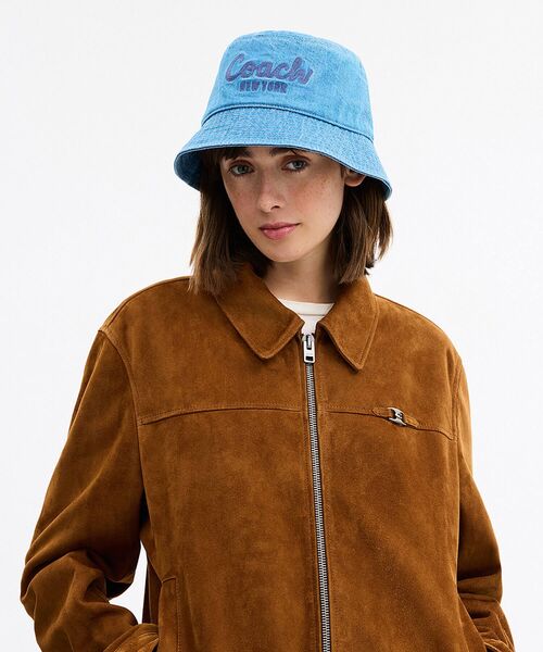 COACH（コーチ） 帽子 ハット スクリプト エンブロイダード デニム