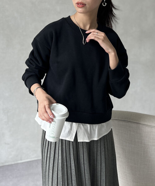 「Chez toi」 スウェットカットソー FREE ブラック レディース_画像2