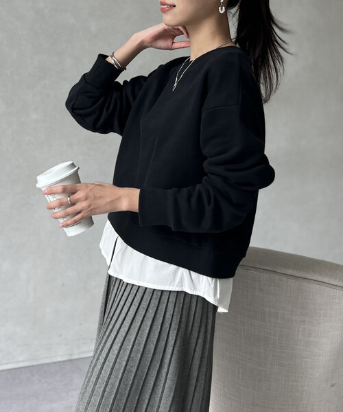 「Chez toi」 スウェットカットソー FREE ブラック レディース_画像4