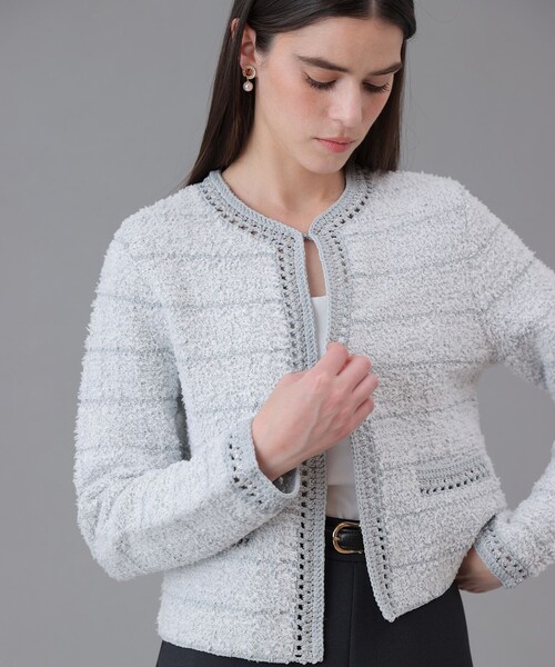 ANAYI（アナイ） カーディガン ノットツイードエジング カーディガン