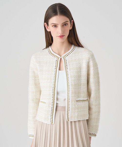 ANAYI（アナイ） カーディガン ノットツイードエジング カーディガン