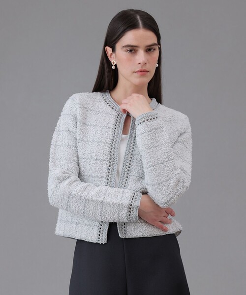 ANAYI（アナイ） カーディガン ノットツイードエジング カーディガン