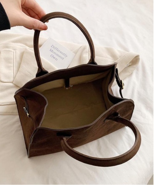 ボストンバッグ スエード調2WAYドームボストンバッグ レディース