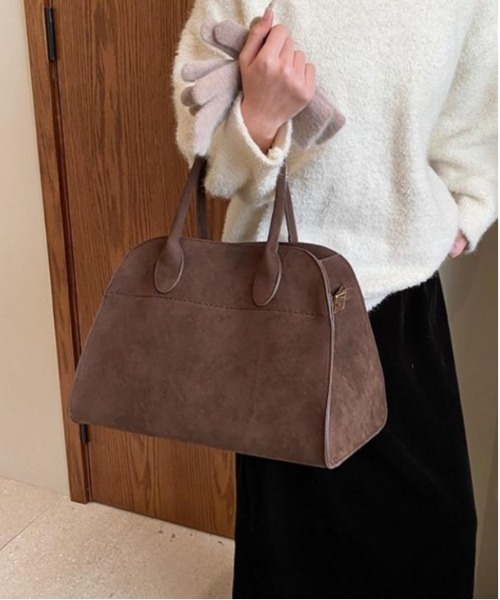 ボストンバッグ スエード調2WAYドームボストンバッグ レディース