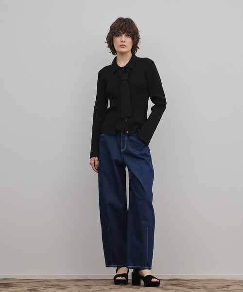 ワイドパンツ パンツ サイド切替バレルパンツ レディースの画像