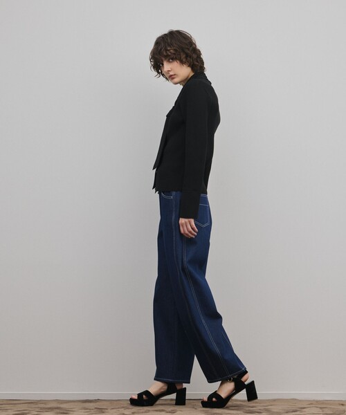 ワイドパンツ パンツ サイド切替バレルパンツ レディースの画像