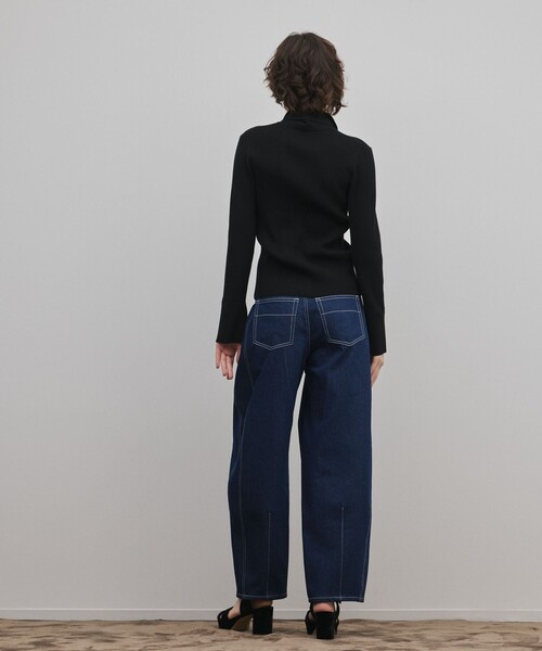 ワイドパンツ パンツ サイド切替バレルパンツ レディースの画像