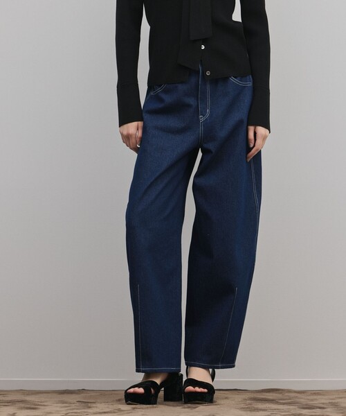 ワイドパンツ パンツ サイド切替バレルパンツ レディースの画像