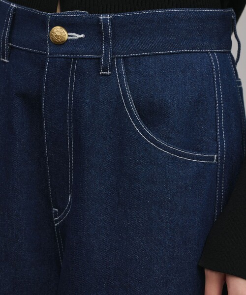 ワイドパンツ パンツ サイド切替バレルパンツ レディースの画像