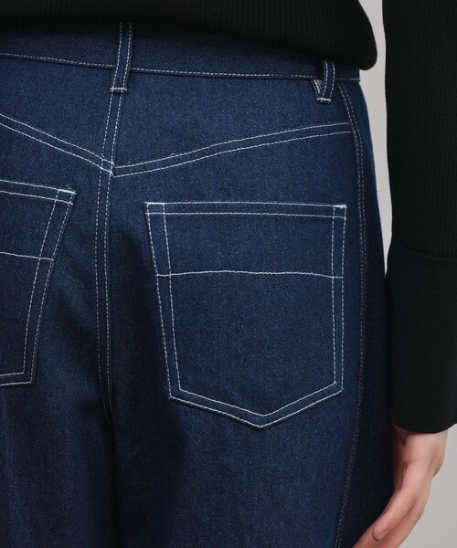 ワイドパンツ パンツ サイド切替バレルパンツ レディースの画像