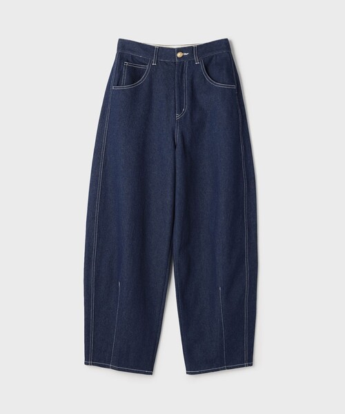 ワイドパンツ パンツ サイド切替バレルパンツ レディースの画像
