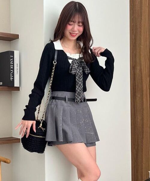 ルミニョヨン　ニットセット　ブラック MAJESTIC LEGON（マジェスティックレゴン） ニット セーター チェック