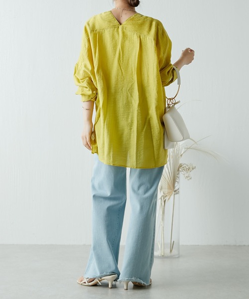 【未使用品】ガリャルダガランテ　スタンドカラーシャツ　ブラウス　イエロー　長袖 COLLAGE GALLARDAGALANTE（コラージュ ガリャルダガランテ） 長袖