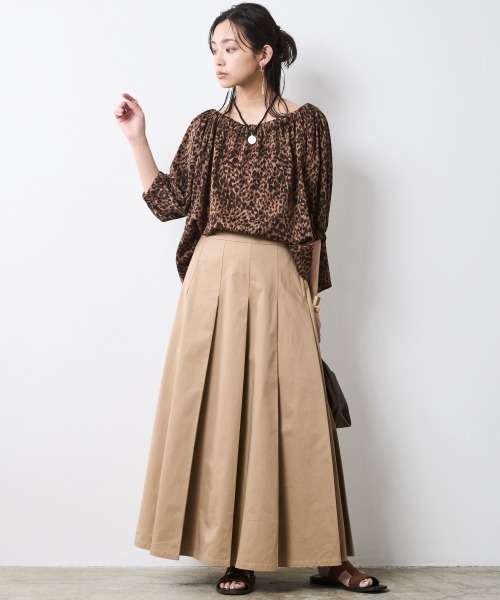 「CHIC STYLE」 ロングスカート 3L モカ レディース_画像3