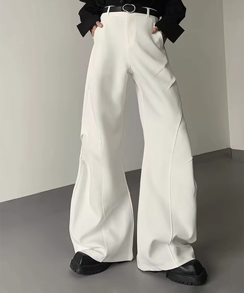 新品Garden of Fallen Angle フレアパンツ ホワイト OZZ SBG by 7JEWELRY ワイドパンツ ジーンズ SBG 切り替えドレープフレア
