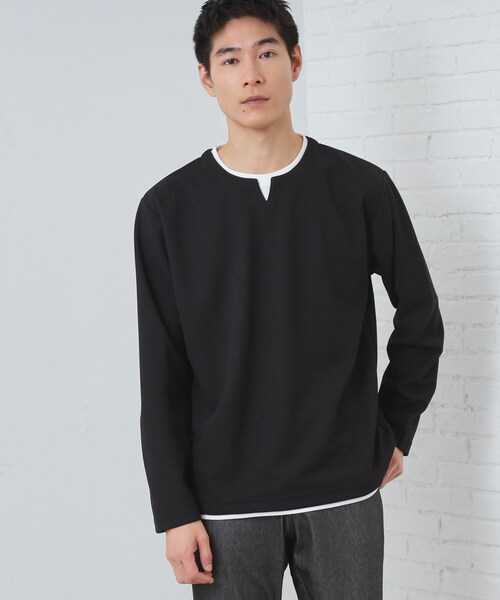 THE SHOP TK tシャツ 「1枚で手抜きに見えない」キーネック フェイク