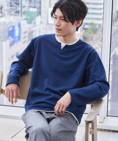 THE SHOP TK tシャツ 「1枚で手抜きに見えない」キーネック フェイク