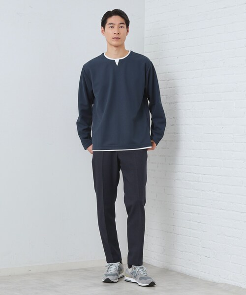 THE SHOP TK tシャツ 「1枚で手抜きに見えない」キーネック フェイク
