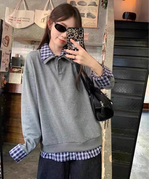 AsheKsha トレーナー スウェット アメリカンスタイルのフェイク