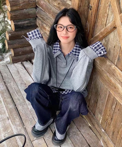 AsheKsha トレーナー スウェット アメリカンスタイルのフェイク