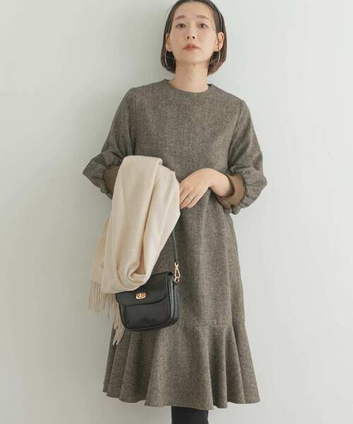 「F by ROSSO」 7分袖ワンピース 40 ブラウン レディース_画像2