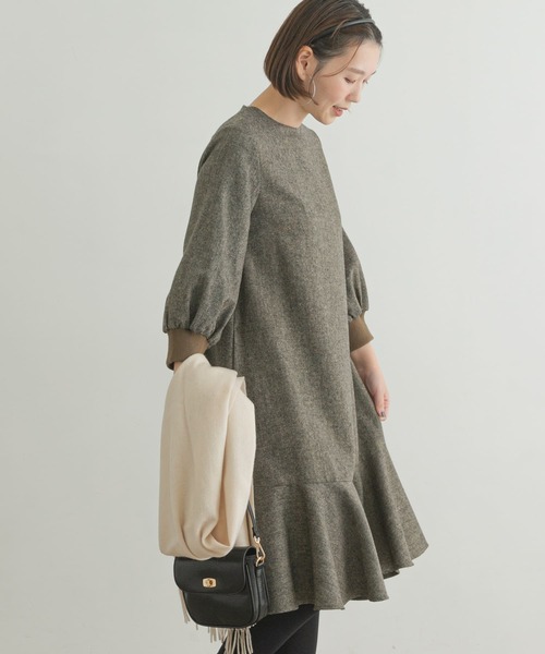 「F by ROSSO」 7分袖ワンピース 40 ブラウン レディース_画像4