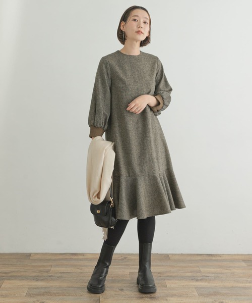 「F by ROSSO」 7分袖ワンピース 40 ブラウン レディース_画像5