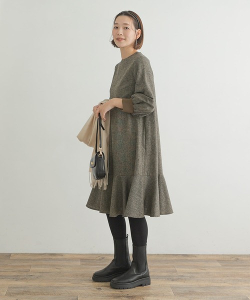 「F by ROSSO」 7分袖ワンピース 40 ブラウン レディース_画像7