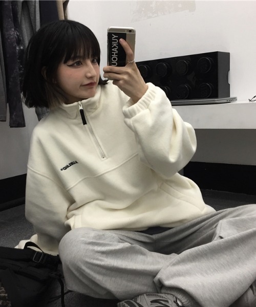 「almo」 ジップアップパーカー MEDIUM オフホワイト レディース_画像8