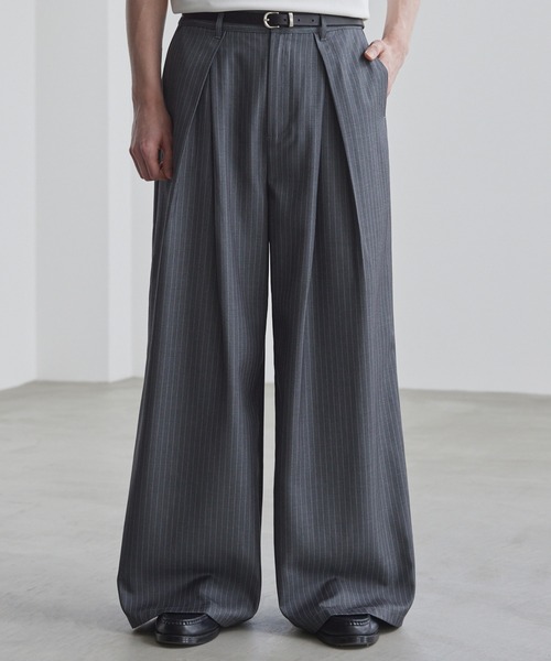 【人気】LIDNM☆スラックス☆L☆グレー LIDNM（リドム）の「MELANGE CHECK STRAIGHT SLACKS（スラックス