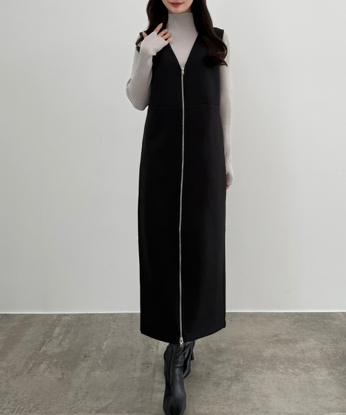 「CENEA」 サロペットスカート LARGE チャコール レディース_画像4