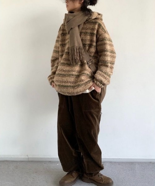 「FreeZone」 プルオーバーパーカー F ベージュ メンズ_画像7