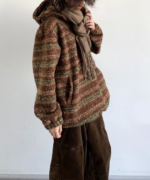 「FreeZone」 プルオーバーパーカー F ベージュ メンズ_画像8