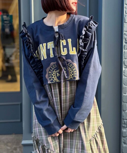 w closet（ダブルクローゼット） tシャツ カレッジスウェットボレロ