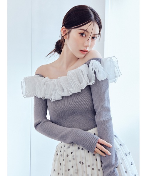 FRAY I.D（フレイ・アイディー） ニット セーター フリルコンビオフ