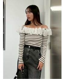 FRAY I.D（フレイ・アイディー） ニット セーター フリルコンビオフ