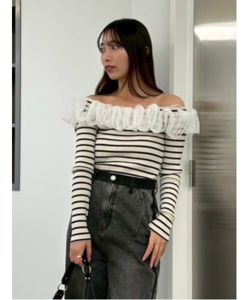 FRAY I.D（フレイ・アイディー） ニット セーター フリルコンビオフ