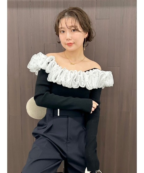 FRAY I.D（フレイ・アイディー） ニット セーター フリルコンビオフ