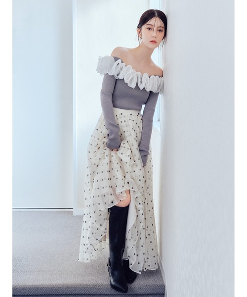 FRAY I.D（フレイ・アイディー） ニット セーター フリルコンビオフ