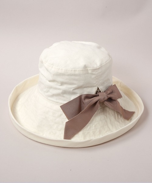 CA4LA 今期☆麦わら帽子 白リボン 新品タグ付き CA4LA（カシラ） 帽子 ハット LAUNDRY RIBBON M3 レディース