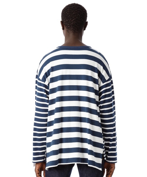 「Sandinista」 長袖Tシャツ MEDIUM ネイビー×ホワイト メンズ_画像5