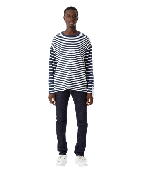 「Sandinista」 長袖Tシャツ MEDIUM ネイビー×ホワイト メンズ_画像9