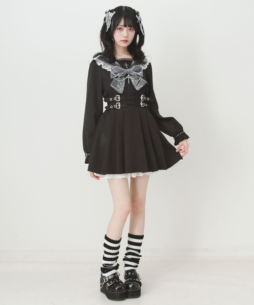 DearMyLove ワンピース 十字架クモレーススタッズベルトセーラー