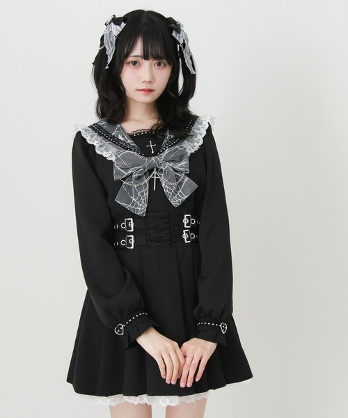 DearMyLove ワンピース 十字架クモレーススタッズベルトセーラー