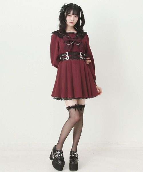 DearMyLove ワンピース 十字架クモレーススタッズベルトセーラー